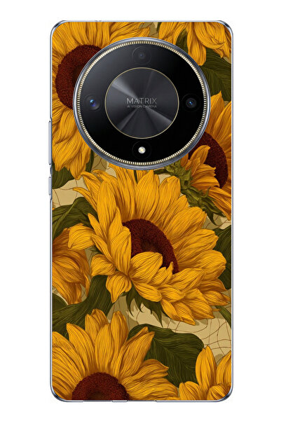 TechTree Honor X9B Compatible Golden Yellow Sunflower Garden Printed Silicone...