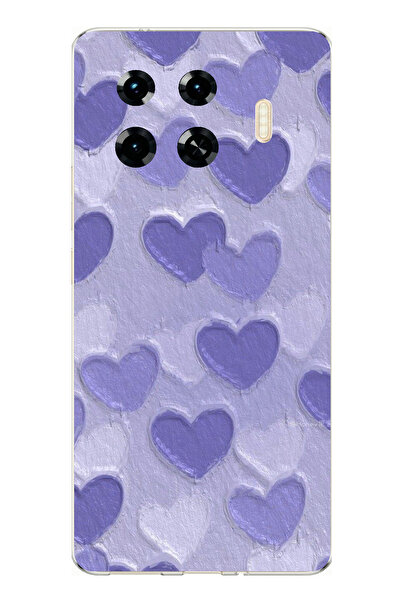 TechTree حافظة سيليكون مطبوع متوافقة مع تصميم القلوب الأرجوانية من تكنو سبارك...