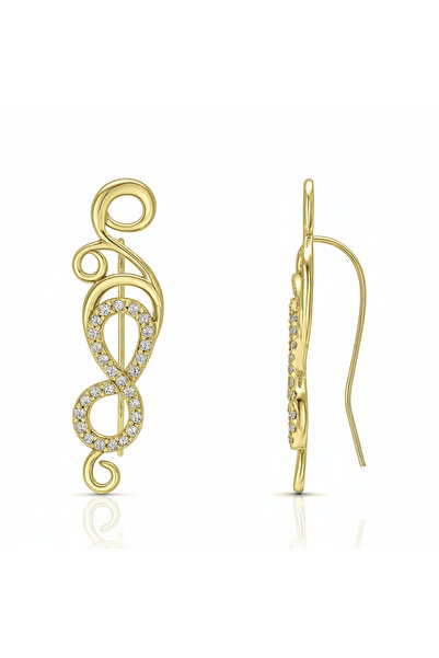 Tesbihane Women's Xuping Steel Earrings - Infinity Detail - White Zircon Ston...