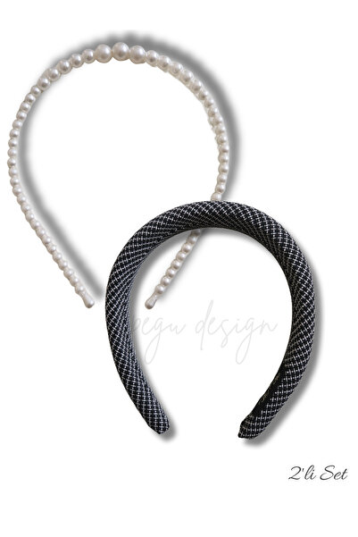 pegu baby collection Set of 2 Sponge-Filled and Row-Arranged Pearl Crown, Bri...