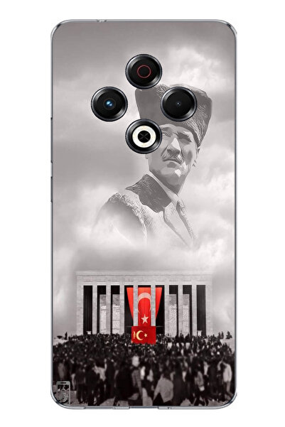 TechTree حافظة سيليكون من نوع Kalpaklı Ataturk مطبوع متوافقة مع هاتف Tecno Sp...