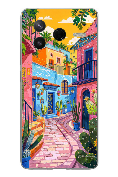 TechTree Poco F7 Pro Compatible Colorful Art Street Silicone Case Printed Sil...
