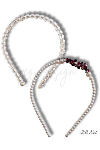 pegu baby collection SET DE 2 CORONĂ DE PERLE CU MARGELE DE CRYSTAL, PENTRU M...