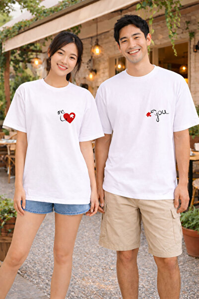 MODA Me You Valentine's Day Couple Matching White T-Shirt Sizes Must Be Added...