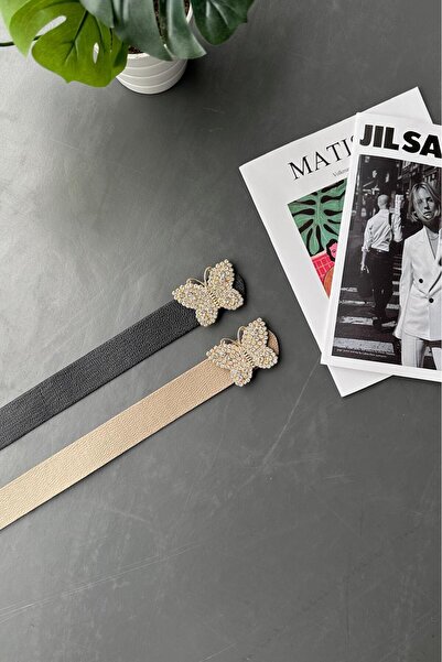 LİA KEMER Pachet de 2 centuri pentru femei, cu cataramă de aur, cu fluture de...