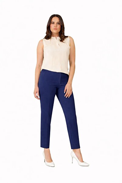 EVEN plus size Dar Paça Lacivert Büyük Beden Pantolon