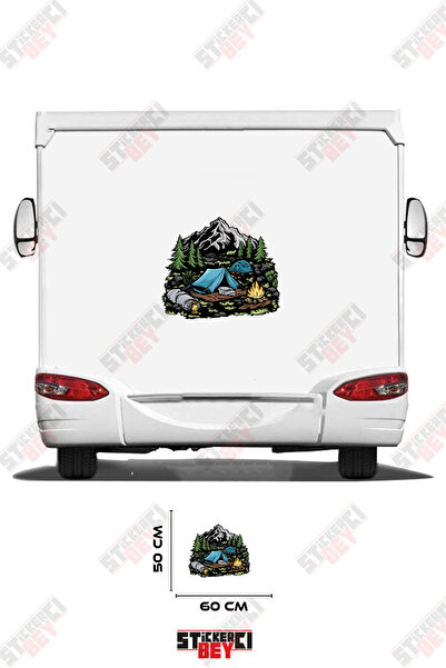 STİCKERCI BEY Camping between Mountains and Forests Visual Caravan Sticker Decal
