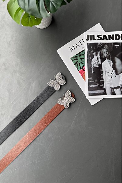 LİA KEMER Pachet de 2 curele pentru femei, cu cataramă fluture, curea pentru ...