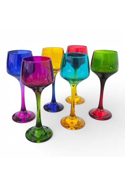 Sudedi Home Set of 6 Colored Glass Cups – Multi-Colored Stemware Set
