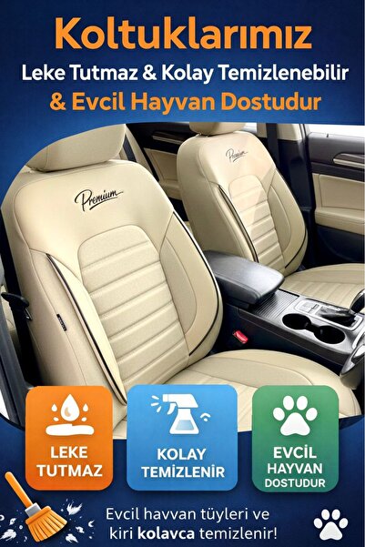 GM-DESIGN Premium Serisi Lüks Keten Oto Koltuk Kılıfı - 5 Koltuk Tam Set
