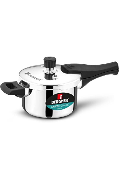 Bergner Argent Classic 8L Triply Stainless Steel Pressure Cooker Pan Outer Li...