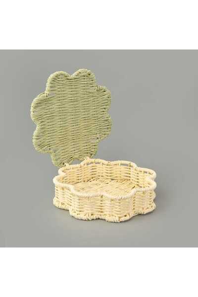 Simple Living Granny Summer Dekoratif Saklama Kutusu - Ekru - 22x22x5 cm