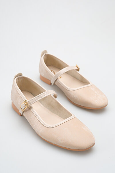 BUNİPARK Women's Fabric Detailed Orthopedic Comfortable Ballerinas