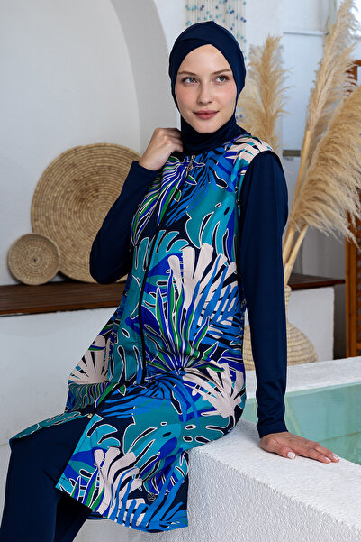 MARESİVA Tewny jileli long sleeve oversized hijab swimsuit 2302-p