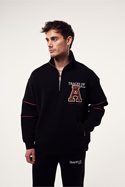 2512 Clothing Embroidered Half Zipper Sweatshirt