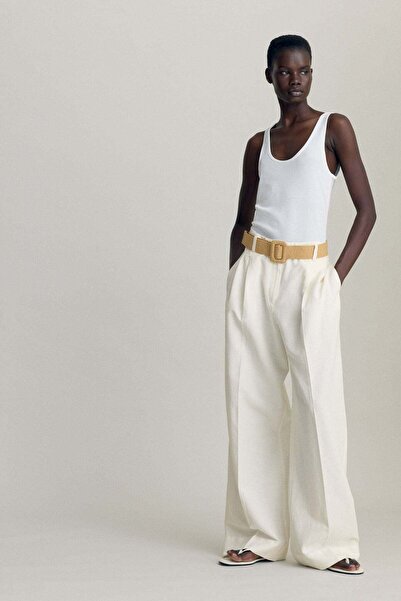 H&M Belted linen-blend trousers