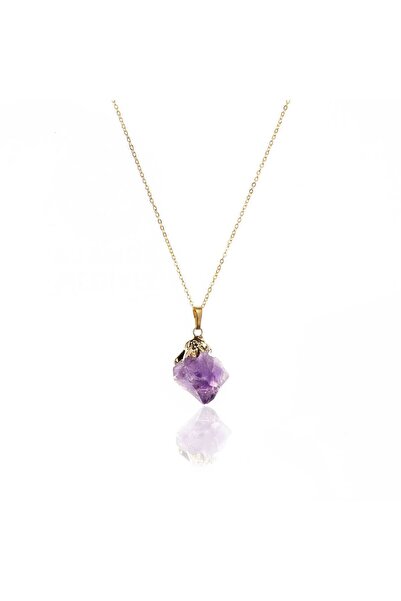 Astrolog Elvan 💜 DOĞAL TAŞ AMETİST KOLYE – ALTIN KAPLAMA