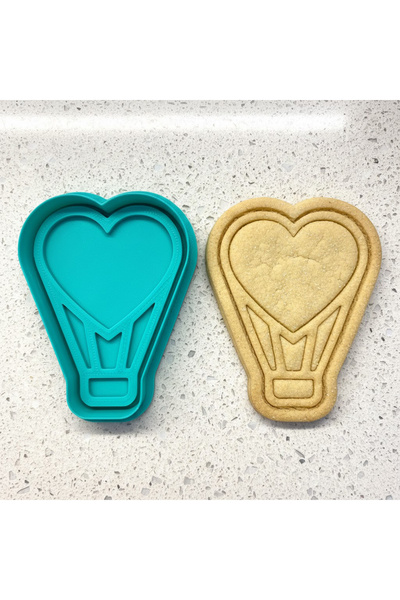 Craftelle قالب بسكويت على شكل بالون الحب |   ختم بالون الهواء الساخن بتصميم ق...