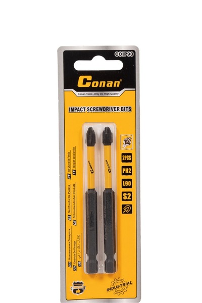 CONAN 2-Piece Impact Screwdriver Bit Set PH2 – 90mm – S2 Steel – Model COIP90