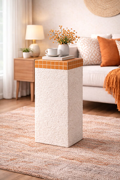 stork woods El Yapımı Mozaik Yan Sehpa | Dekoratif Sıva ve Cam Mozaik Sehpa |...