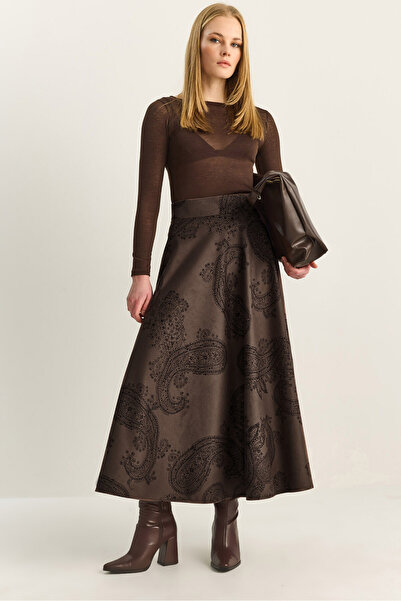 Bianco Lucci Fusta maxi A croială cu model de catifea pentru femei DE251137 6...