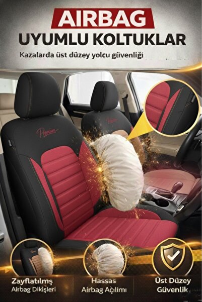 GM-DESIGN Premium Serisi Lüks Keten Üniversal Oto Koltuk Kılıfı - 5 Koltuk Tam Set