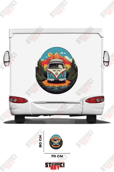STİCKERCI BEY Camper Traveling through the Forest Visual Camper Sticker Decal
