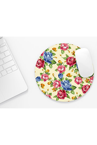 riyaz Roses Yellow Background Round Mousepad, Mouse Pad, Diameter: 19.50 cm