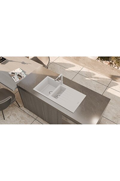 RealStone Troya 100 Granit Eviye Beyaz