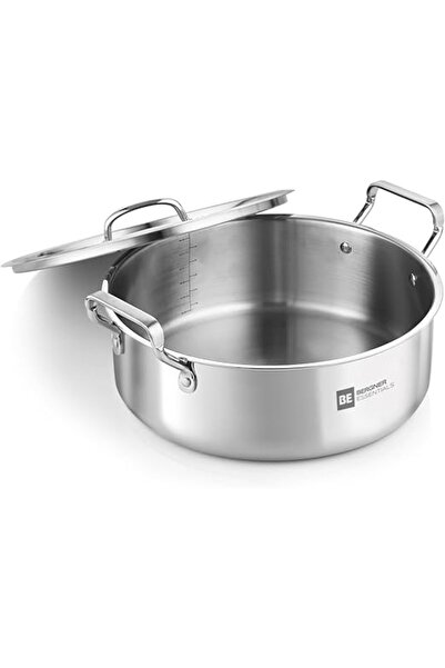 Bergner Essentials 32cm 8.6L Triply Stainless Steel Shallow Biryani Pan with ...