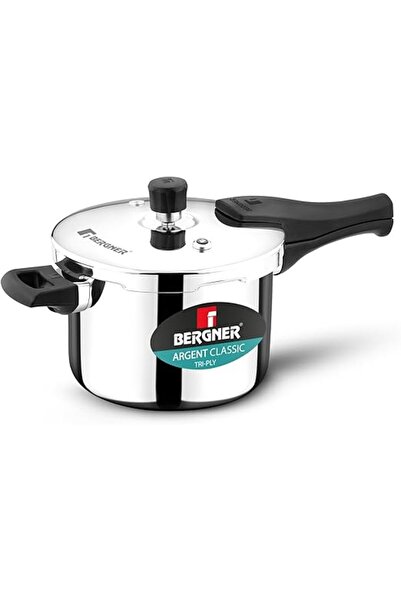 Bergner طنجرة ضغط أرجنت كلاسيك سعة 5.5 لتر مصنوعة من الفولاذ المقاوم للصدأ ثل...