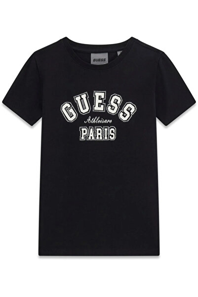 Guess Anita Crew Neck Short Sleeve Women's Black T-Shirt V6Ri15J1314-Jblk