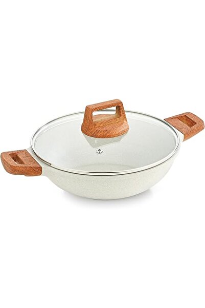 Bergner 24cm 2L Cast Aluminum Stir-Fry Pan Lid Trivet Marble Non-Stick Induct...