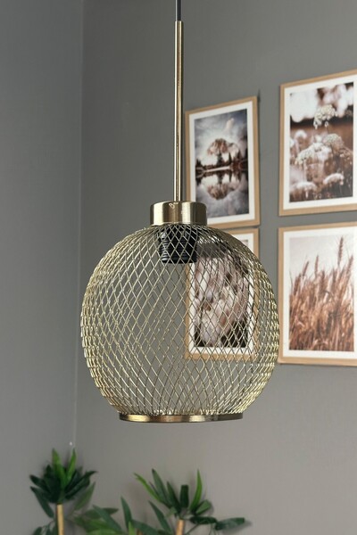 Bamyum Vedro Eskitme Metal Tel Örgü İnce Eskitme Başlık Tekli Rustik E27 Sark...