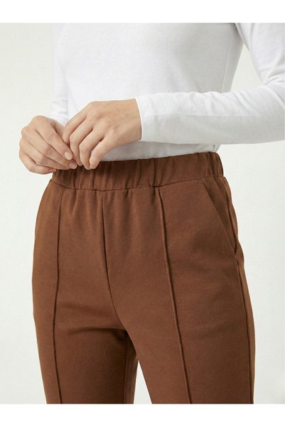 LARCH EXCLUSİVE Flat-Leg Pants with Elastic Waist