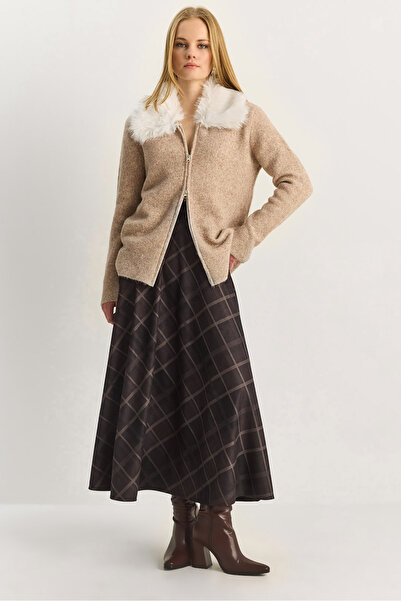 Bianco Lucci Fusta maxi A croială cu model în carouri pentru femei DE251137 6...