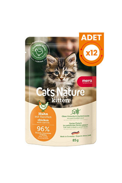 Mera Cats Nature Kitten Tavuklu Pouch Yavru Konserve Kedi Maması 85 Gr 12 Adet