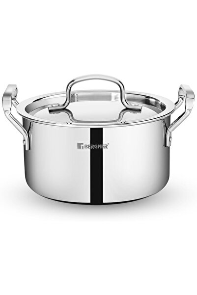 Bergner قدر برياني ثلاثي الطبقات من الفولاذ المقاوم للصدأ من تريبرو، سعة 3.1 ...