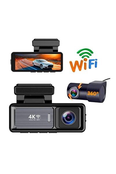 İthal Araç Kayıt Kamerası Yol ve Araç İçi Wifi 4K +24 Saat Kayıt Enerji Modülü