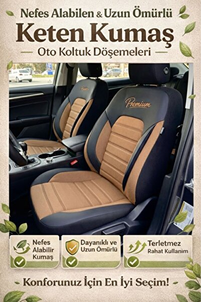 GM-DESIGN Premium Serisi Lüks Keten Oto Koltuk Kılıfı - 5 Koltuk Tam Set