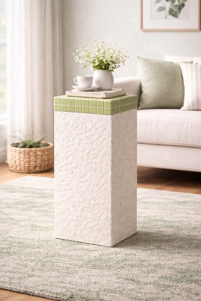 stork woods El Yapımı Mozaik Yan Sehpa | Dekoratif Sıva ve Cam Mozaik Sehpa |...