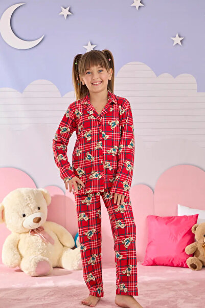 zahider Girl's Cotton Suede Fabric Buttoned Pajama Set
