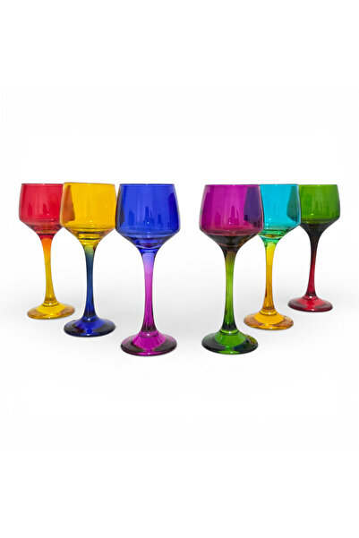 Sudedi Home Set of 6 Colored Glass Cups – Multi-Colored Stemware Set