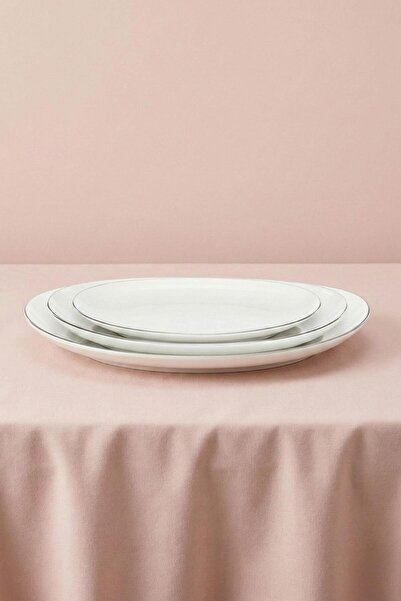 Soley سيدا |   طقم أطباق بورسلين بحواف بلاتينية (3 قطع)