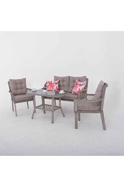 ReHome Fusion İkili Rattan Bahçe Oturma Grubu | Gri |