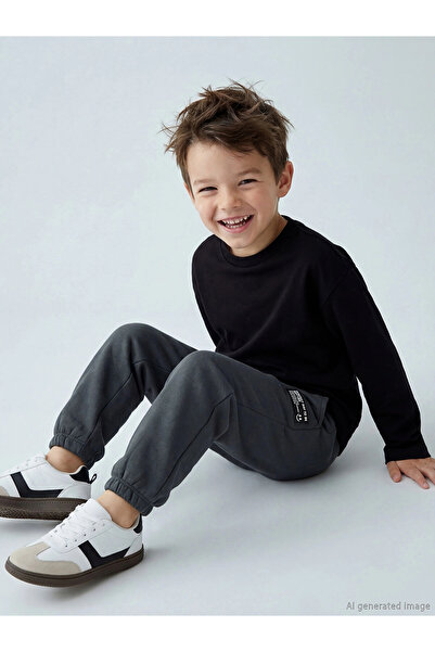 LC Waikiki Lcw Kids Beige Elastic Waist Boys Jogger Tracksuit Bottom 2 Pcs