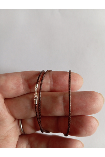 Huarz Kahverengi İnce Örme İp Gümüş Uçlu