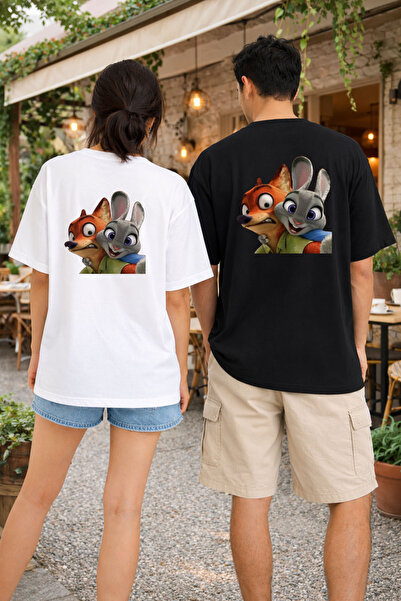 MODA Valentine's Day Couple Matching White and Black T-Shirts (Sizes Must Be ...