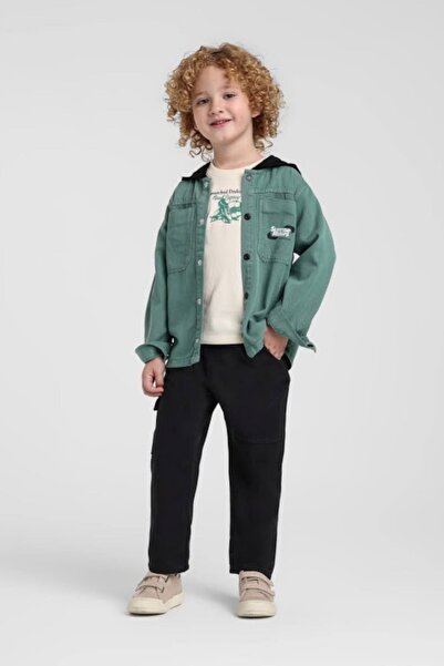 Jack Lions جاكليونز بيبي بوي 1-5 سنوات بغطاء رأس سترة مطبوع قميص أخضر