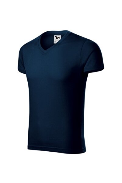 Malfini Tricou bărbătesc, croială slim fit, decolteu în V, 146, albastru 2XL